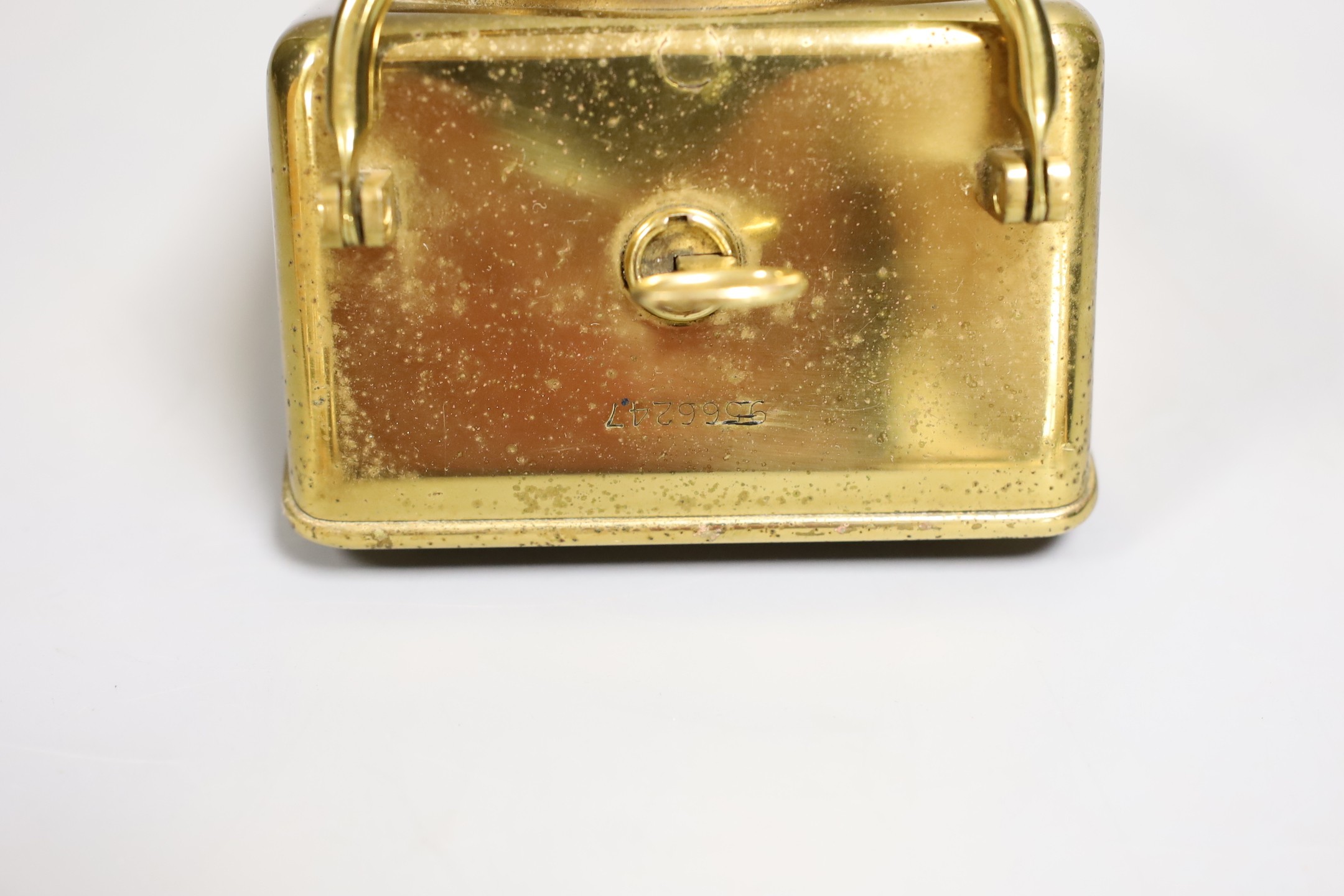 An Omega brass cased nautical deck timepiece with winding key, serial number 9566247